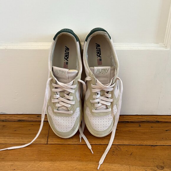 Autry Medalist Sneakers | Tricolor Sand and Green Suede | Mens Size 10/EU 43 - Picture 2 of 3